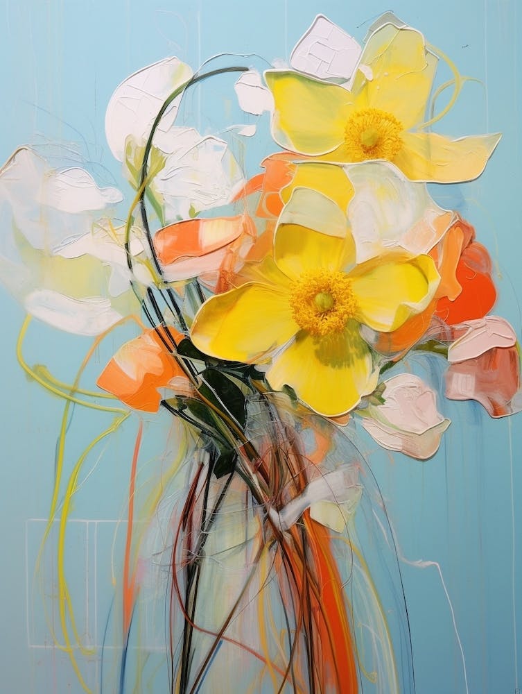 Abstraktes Blumenbild Narzisse 2
