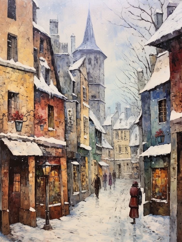 Peinture Hiver Vintage Tallinn Estonie 3