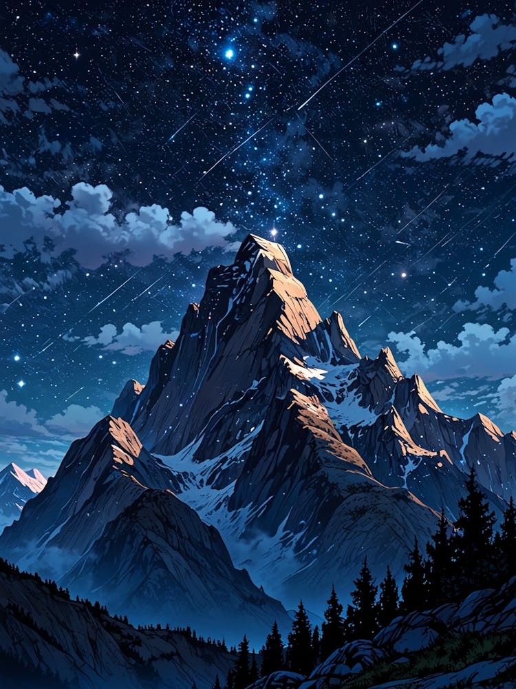 Mountain Landscape With Stars