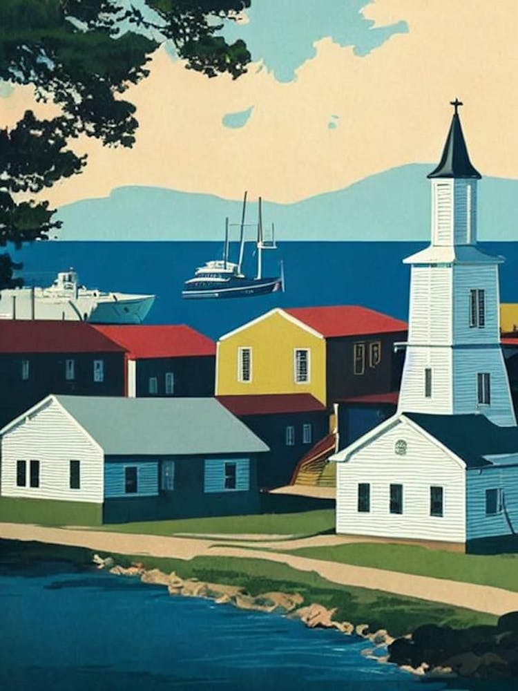 Port Of Saint Pierre Saint Pierre And Miquelon Vintage Poster harbour