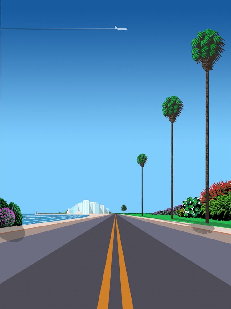 Florida, Miami, USA — City Pop art, retrowave/vaporwave poster, 80s, aesthetic poster