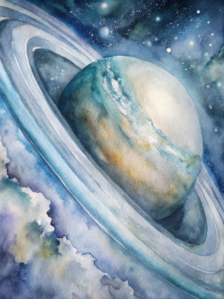 Saturn Watercolor Painting