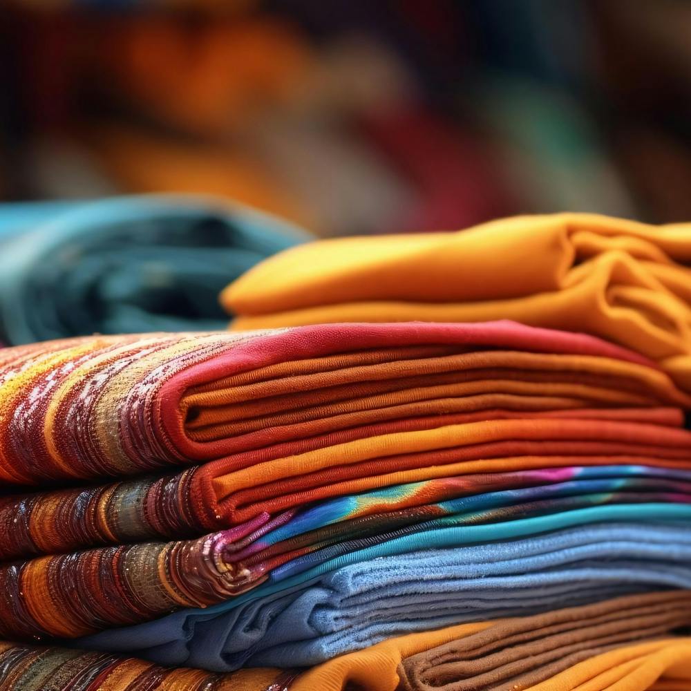 Colorful Textiles In A Market