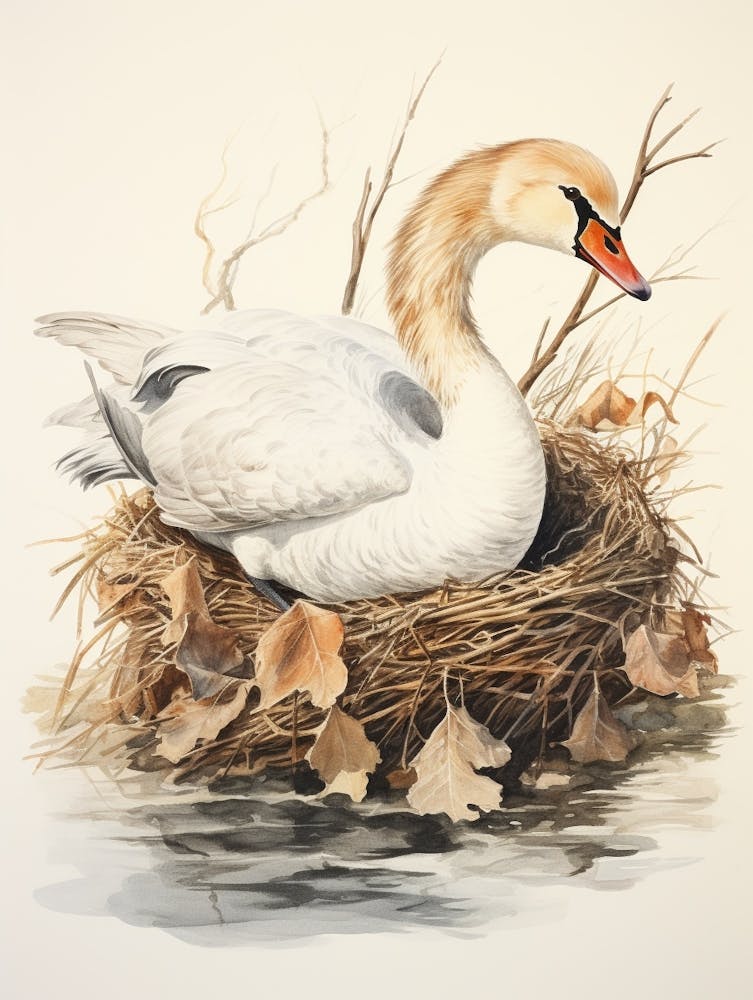 Storybook Animal Watercolour Swan 2