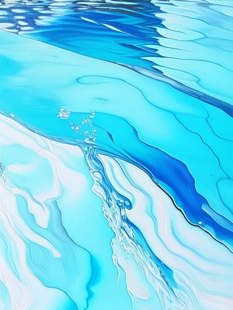 Swimming Pool Splash Water Waterscape Marble Acrylic Painting 1