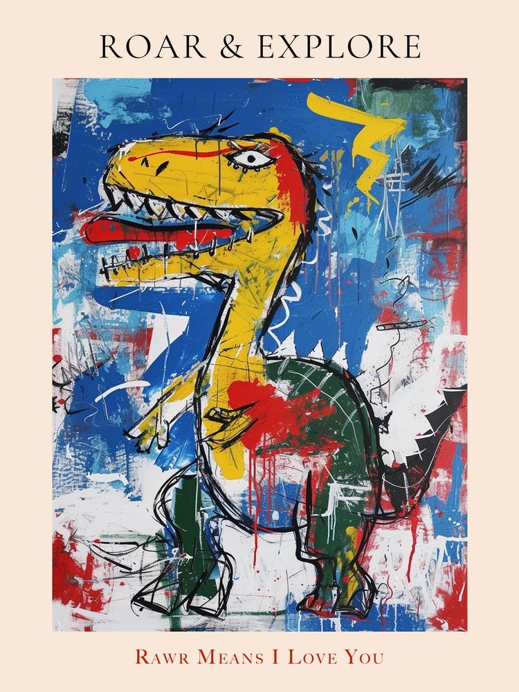 Graffiti Abstract T Rex Painting 2 Poster