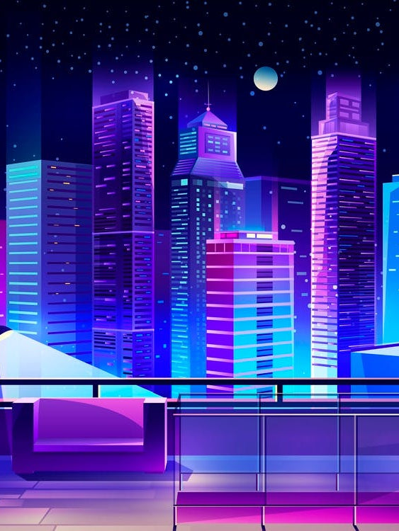 Cityscape At Night - Synthwave Neon City 3