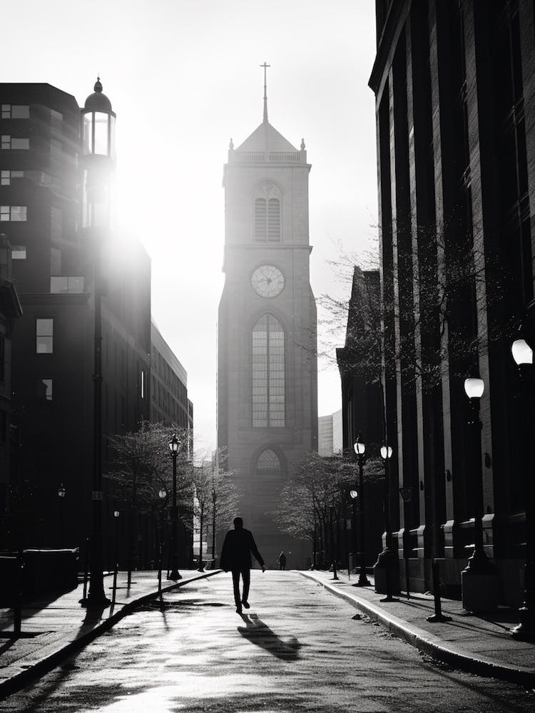 Boston, Black And White Analogue Photograph 4