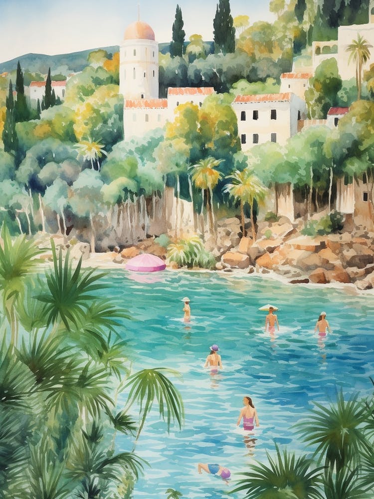 Swimming In Corfu Greece 2 Watercolour