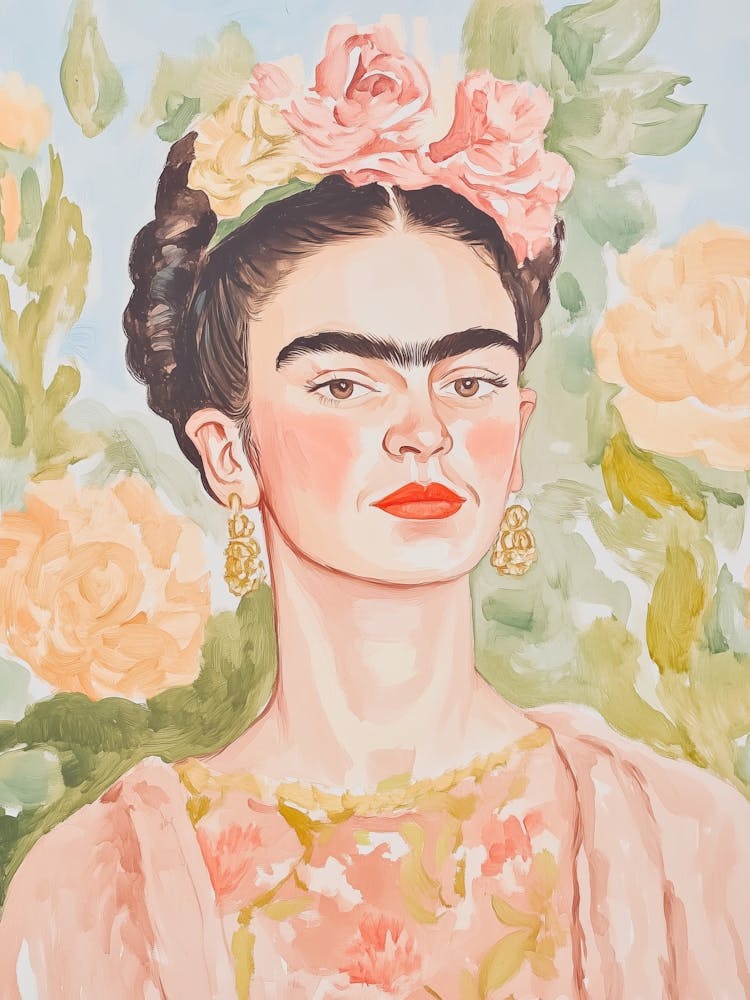 Frida With Botanical Background