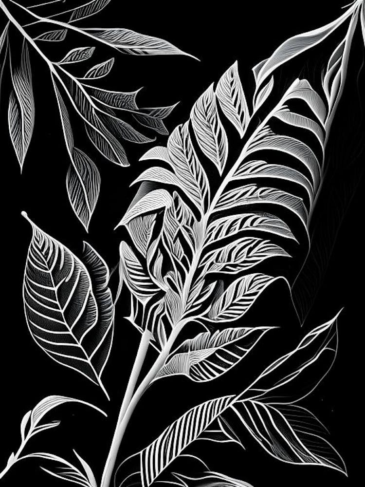 Willow Leaf Linocut 1