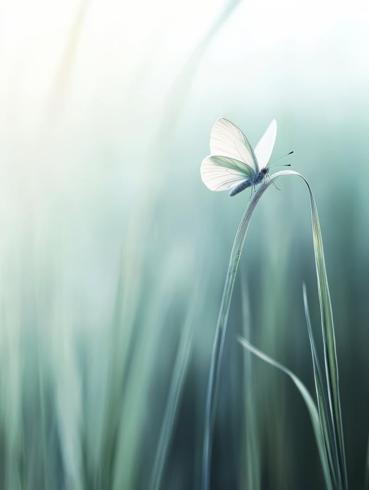 Butterfly On Grass.Generated AI. Wall 1