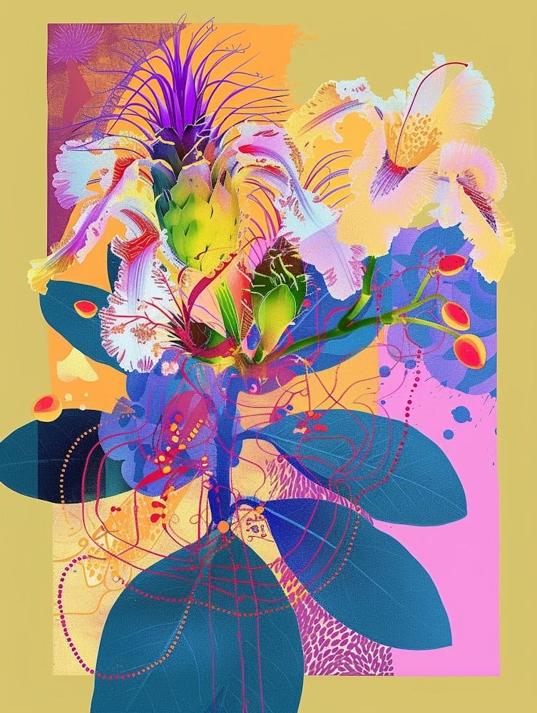 Peacock Flower (Caesalpinia) 1 Neon Flower Collage