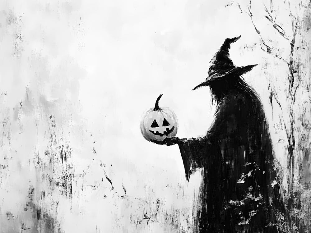 Witch Holding Pumpkin