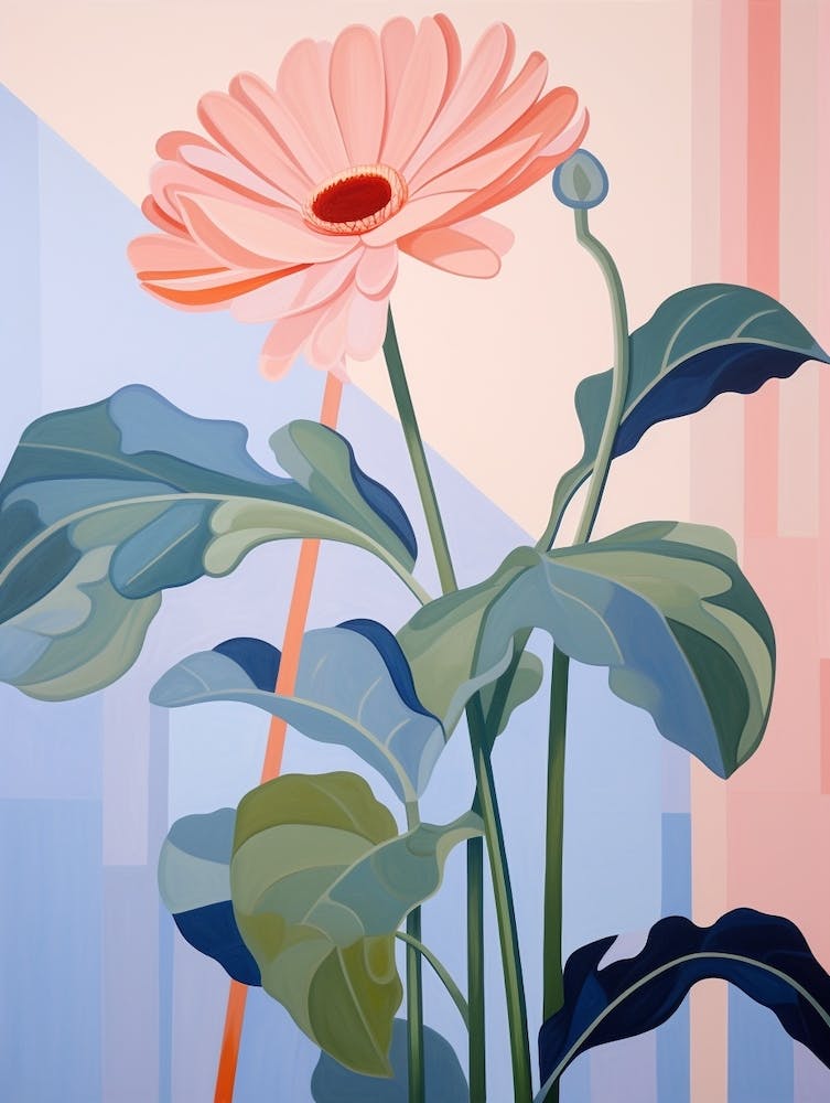 Gerbera Daisy 8 Hilma Af Klint Inspired Pastel Flower Painting