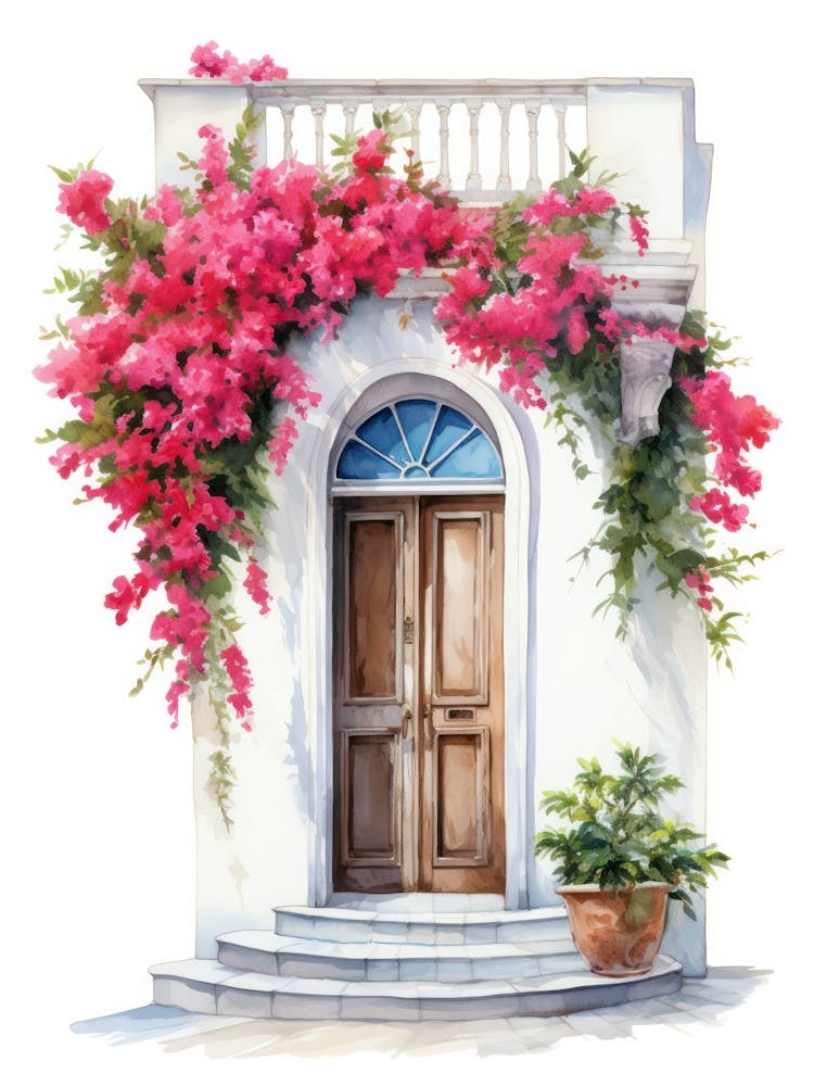 Split, Croatia   Mediterranean Doors Watercolour Painting 1