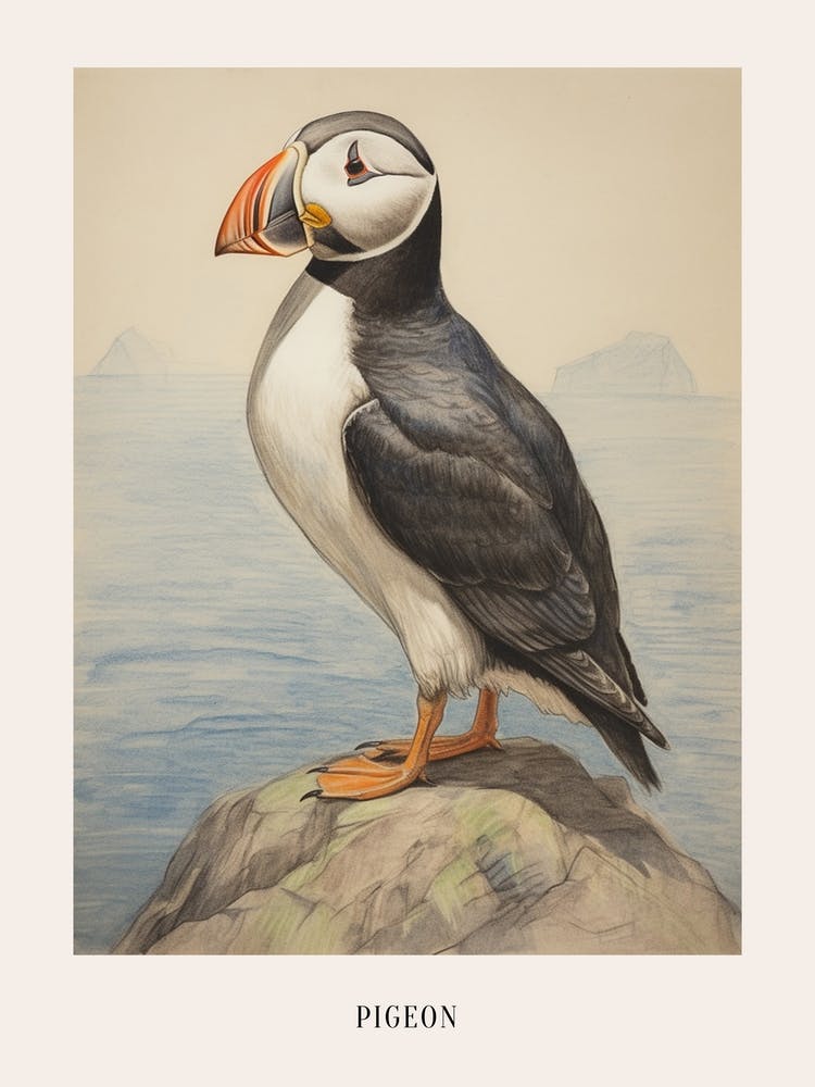 Vintage Bird Drawing Pigeon 7 Poster