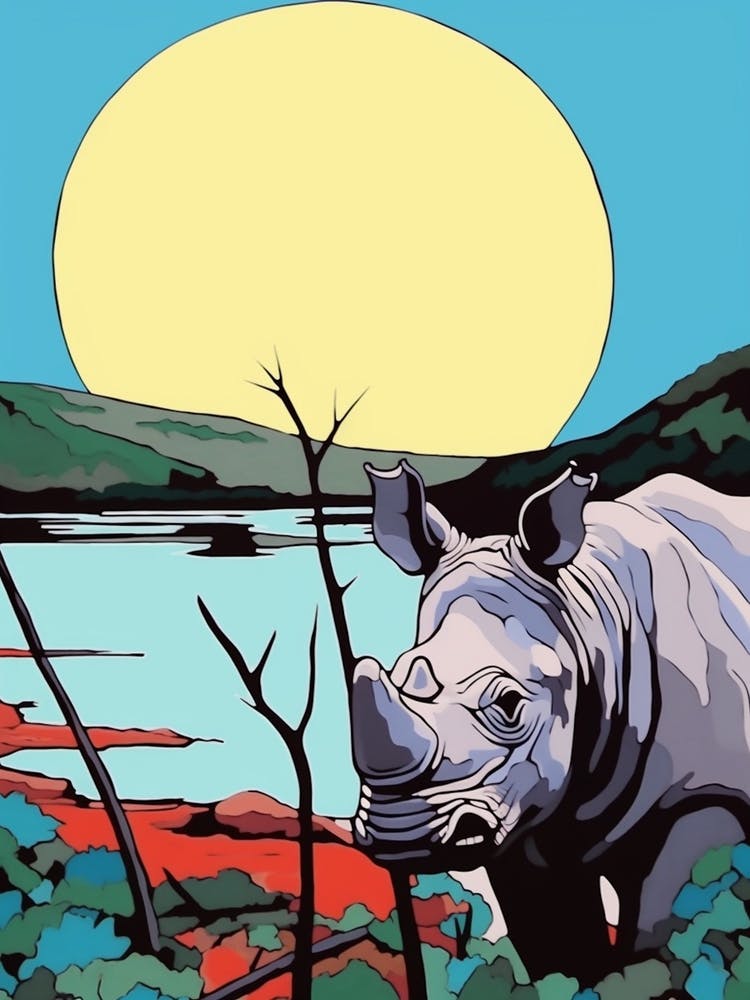 Simple Rhino Illustration Sunrise 6