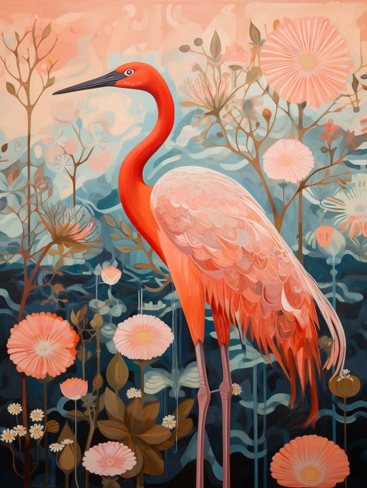 Flamingo 1 Detailed Bird Painting