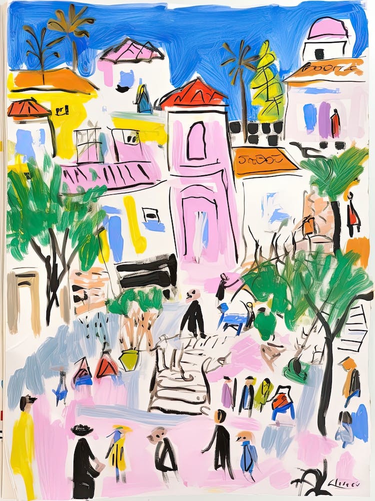 Athens, Dreamy Storybook Illustration 1