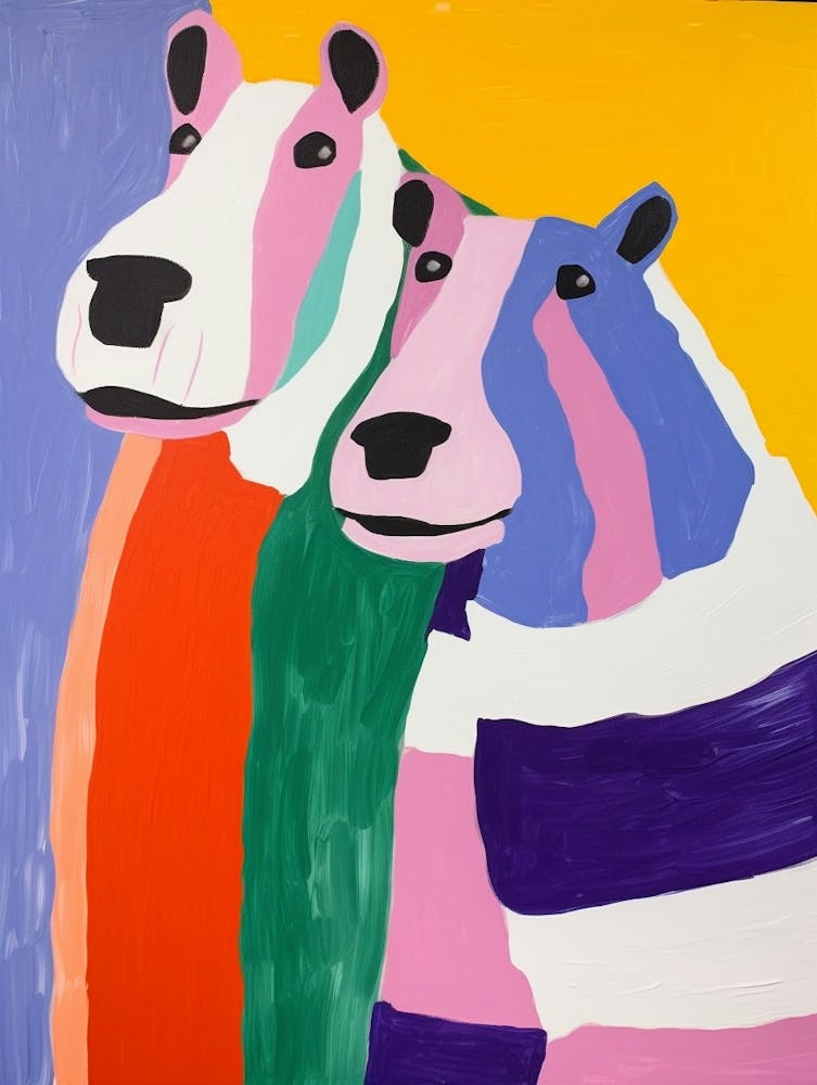 Colourful Kids Animal Art Hippopotamus 4