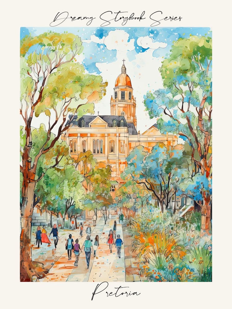Poster Of Pretoria, Dreamy Storybook Illustration 1