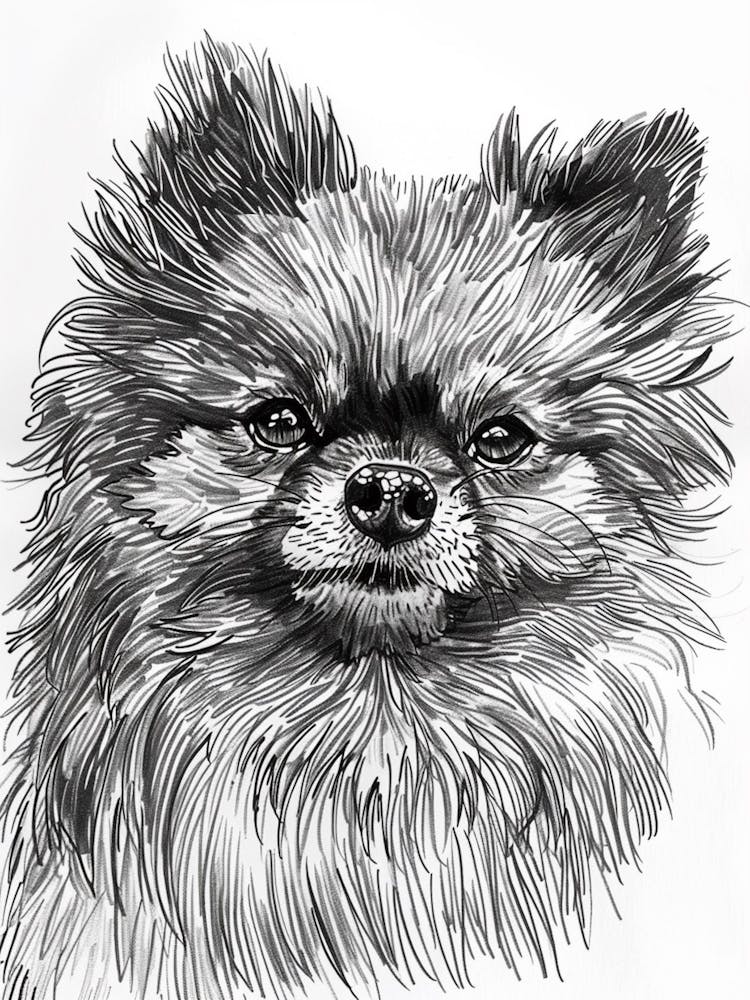 Pomeranian Line Sketch 3