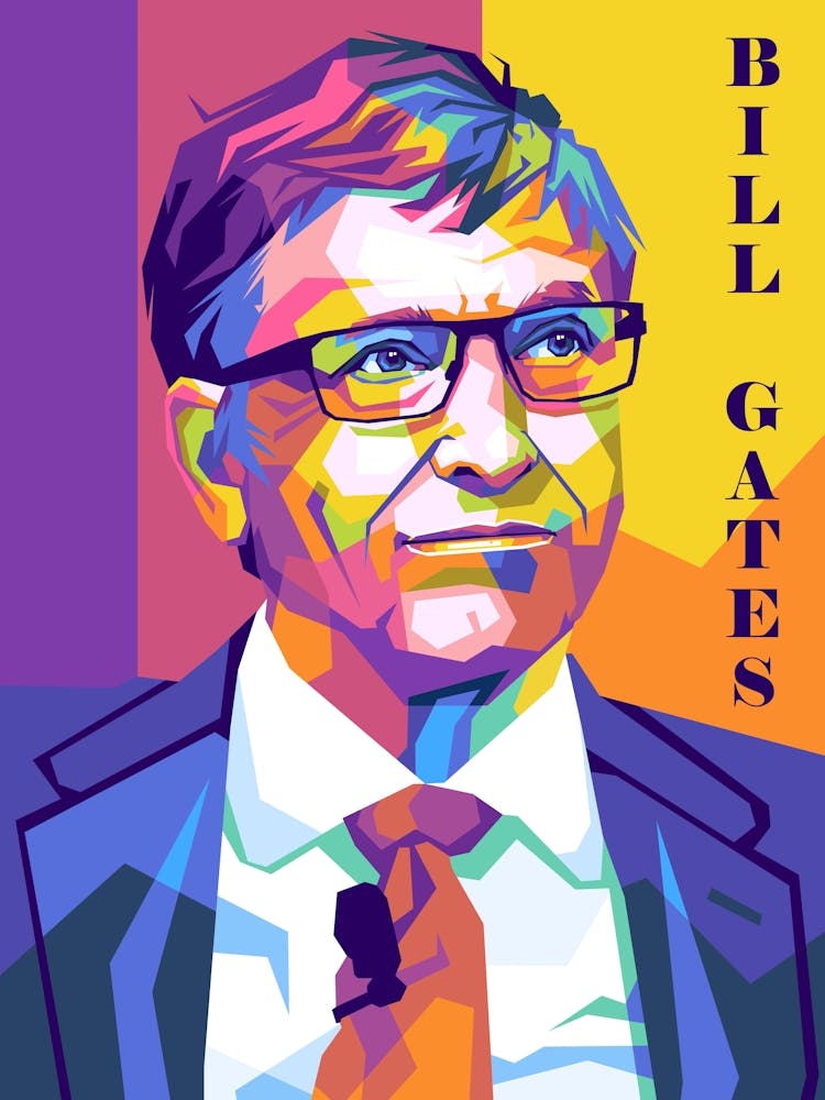 Microsoft Founder Bill Gates Wpap Pop Art Style