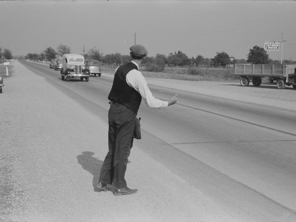 Hitchhiker At City Limits Of Waco, Texas By Russell Lee