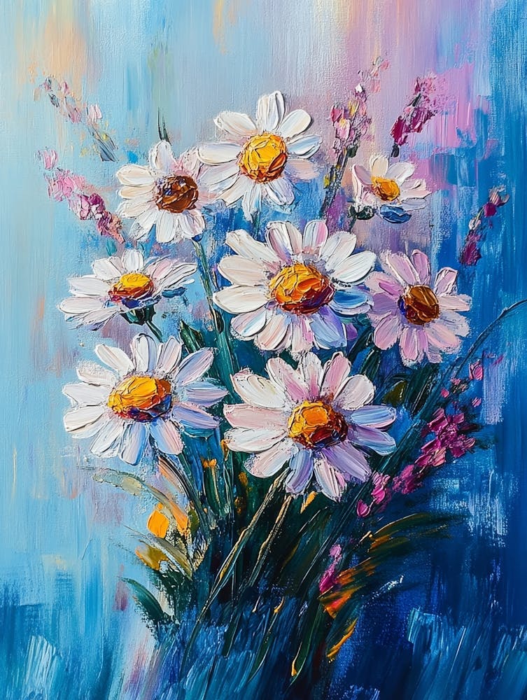 Oil Painting Daisy Flowers 2