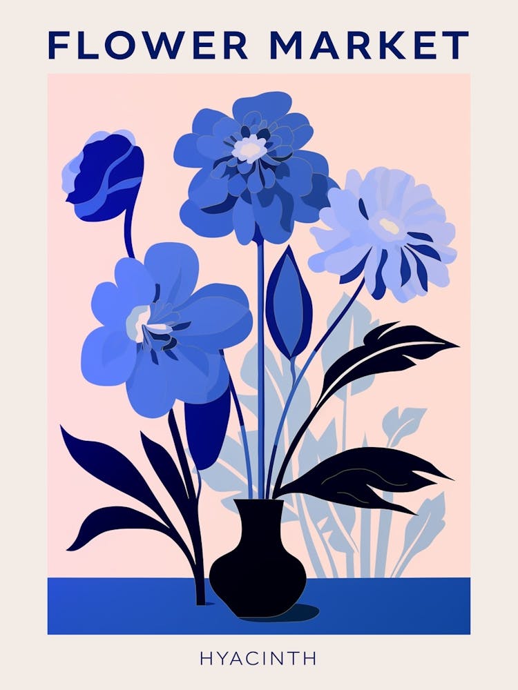 Blue Flower Market Poster Hyacinth 3