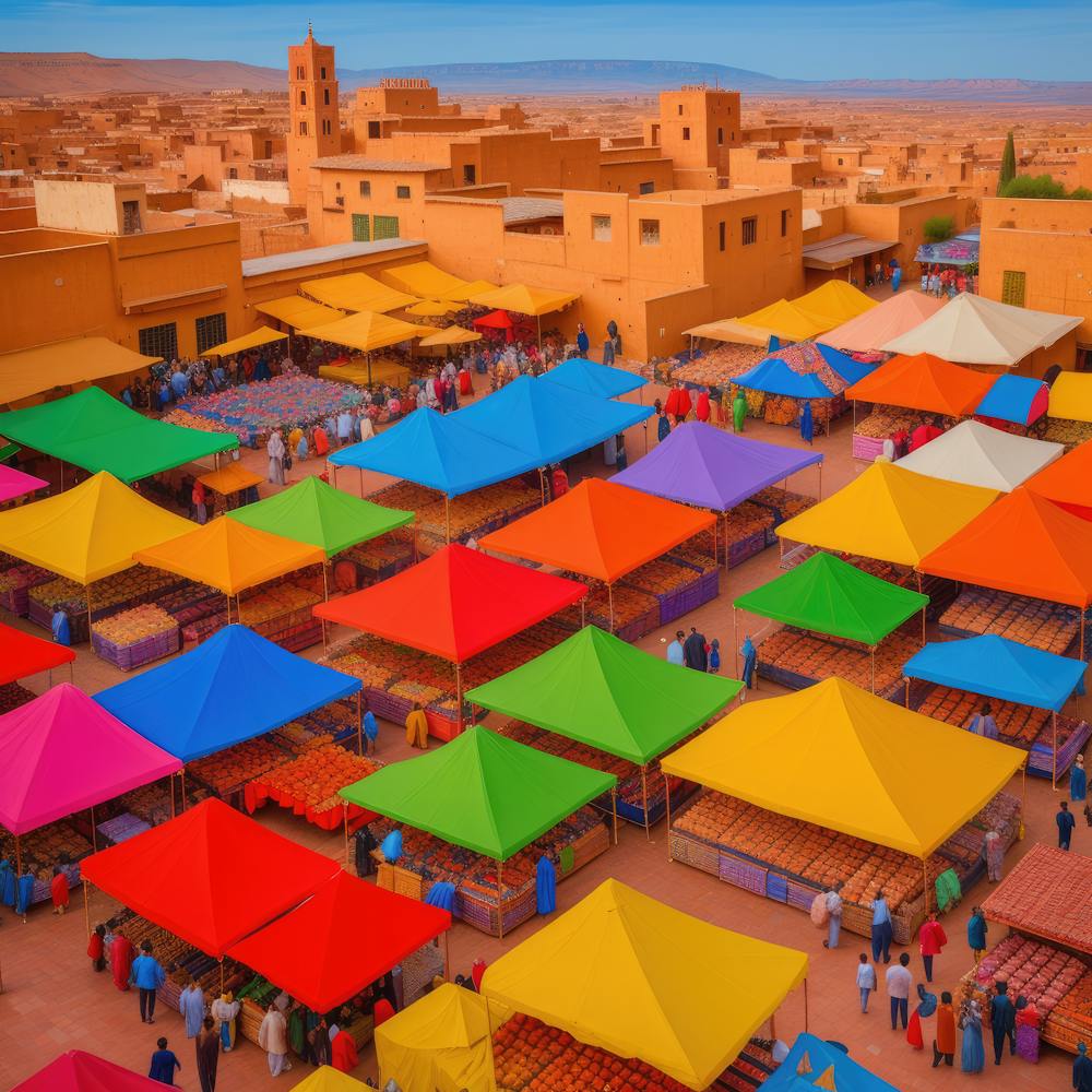 David Hockney Style: Outdoor Market in Marrakech