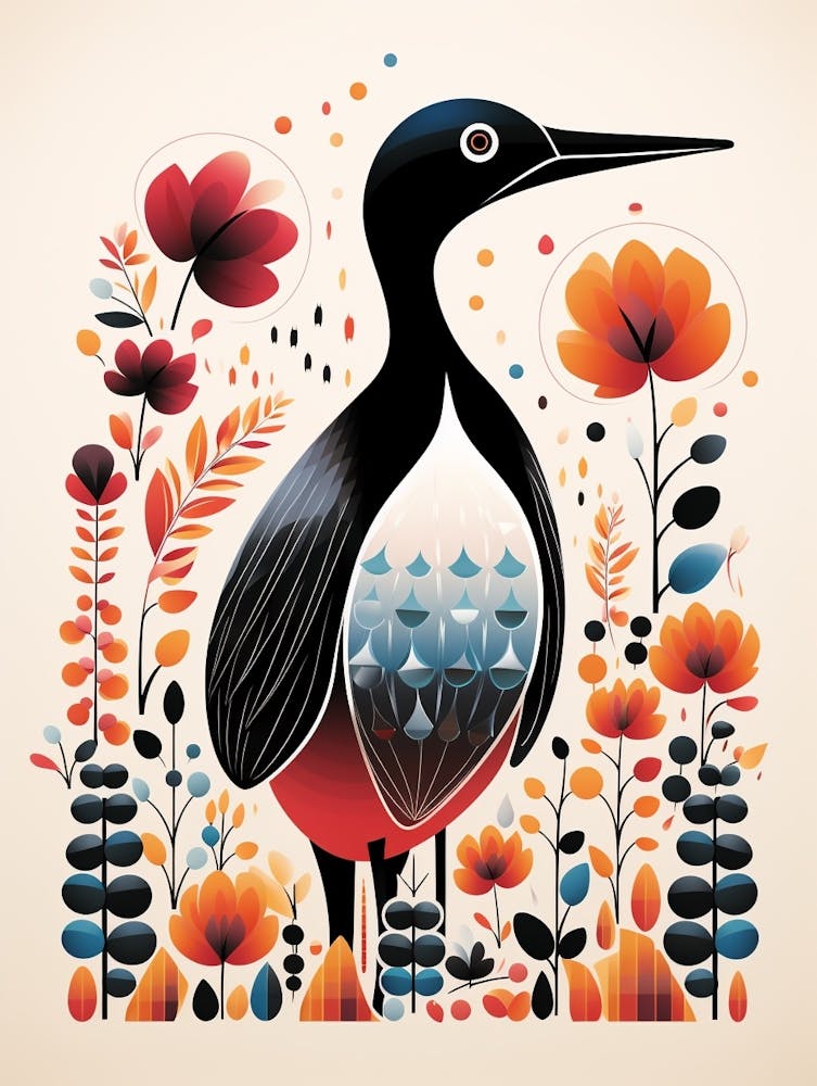 Scandinavian Bird Illustration Loon 1