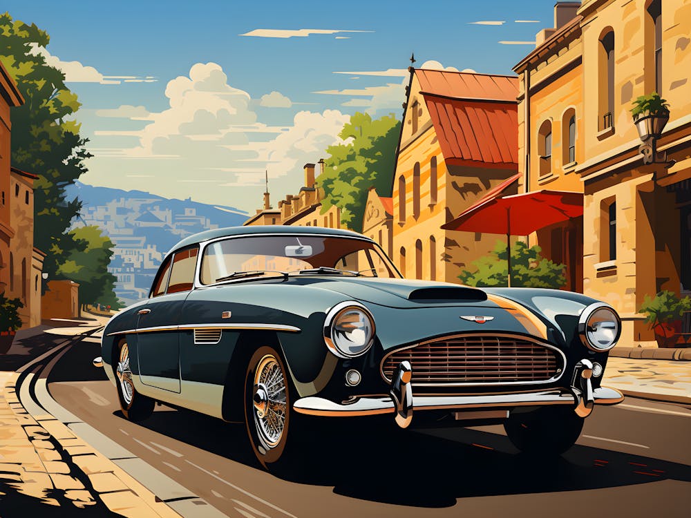 Retro Ride Through Fall – Classic Auto Scene Wall Decor