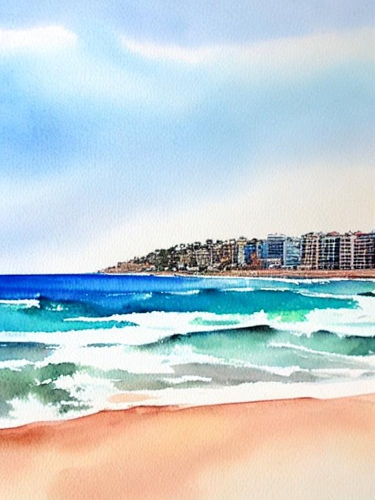 Bondi Beach, Sydney, Australia Watercolour