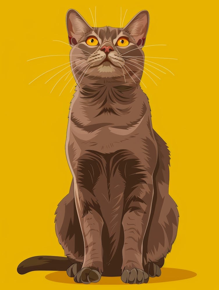 Cat Sitting On Yellow Background