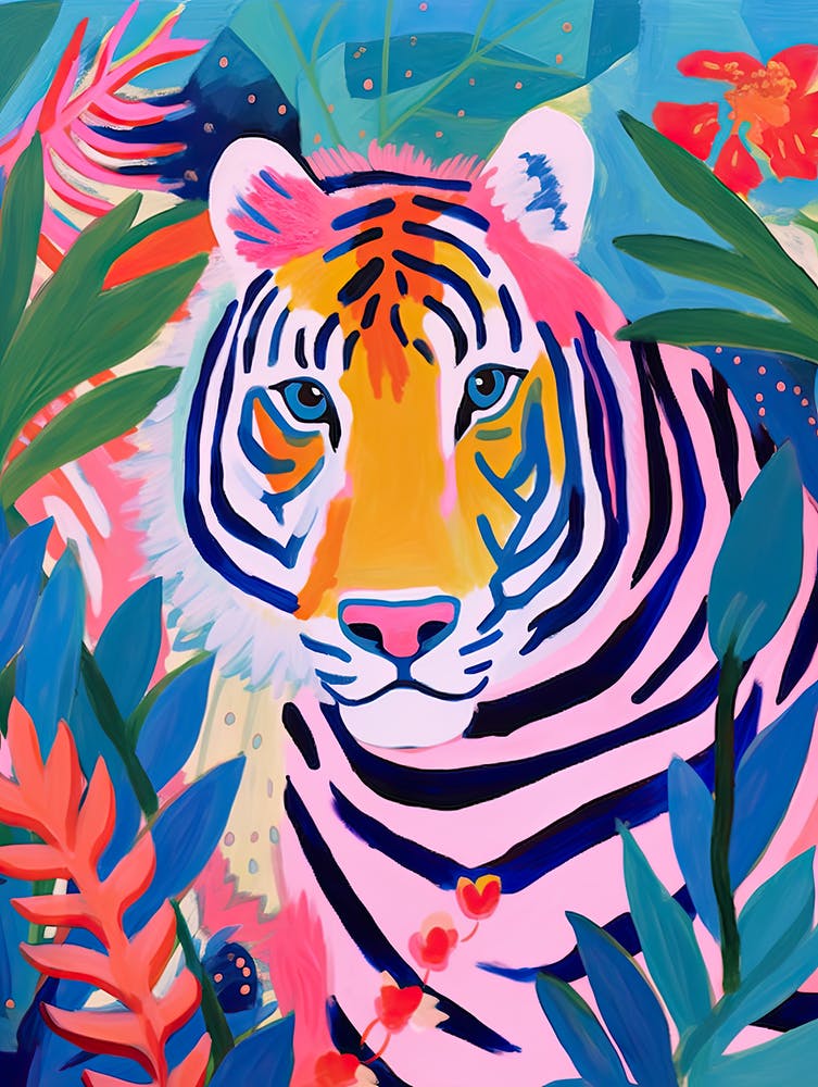 Tiger In The Jungle 3, Matisse Inspired