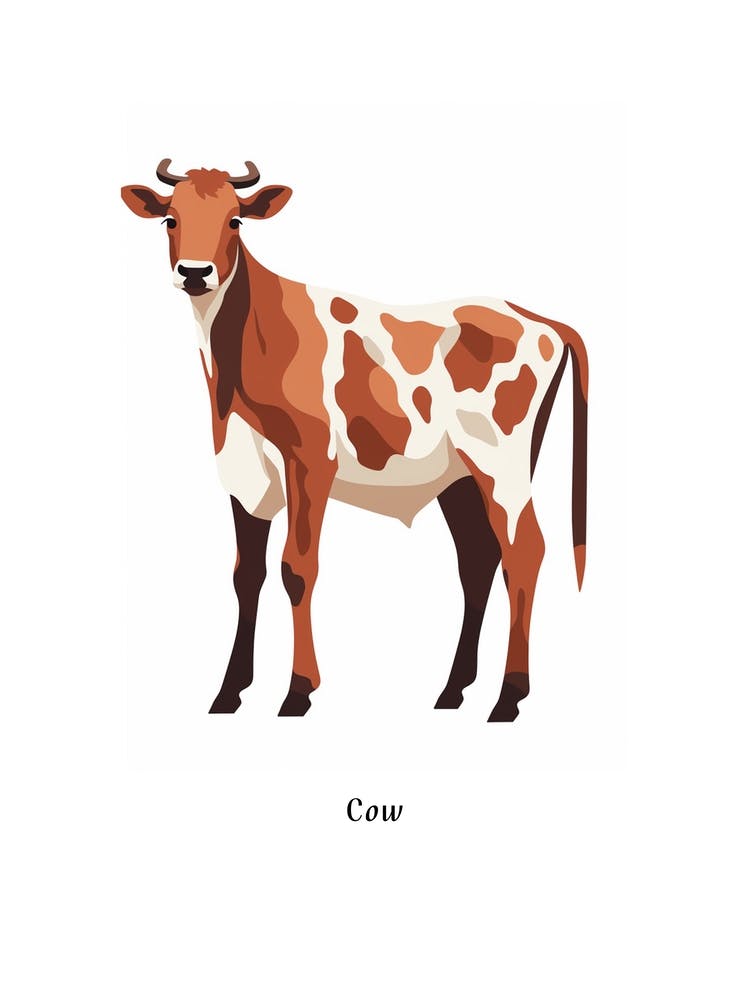 Cow Kids Animal Poster