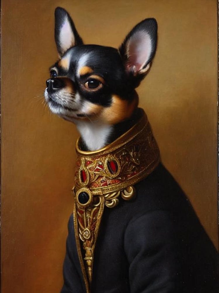 Chihuahua 2 Renaissance Portrait Oil Painting
