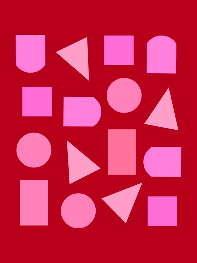 Abstract Shapes Geometric Pink and Red