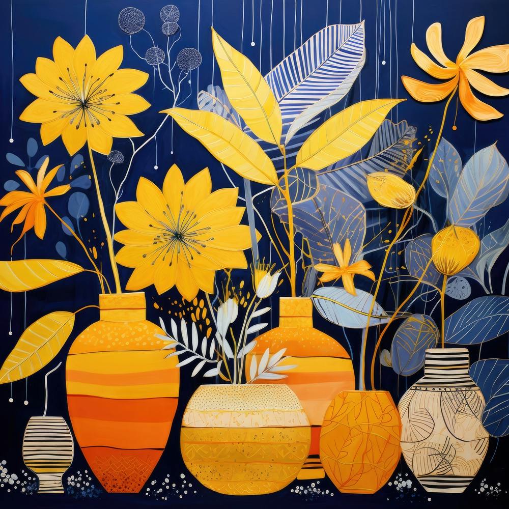 Yellow Flowers In Vases