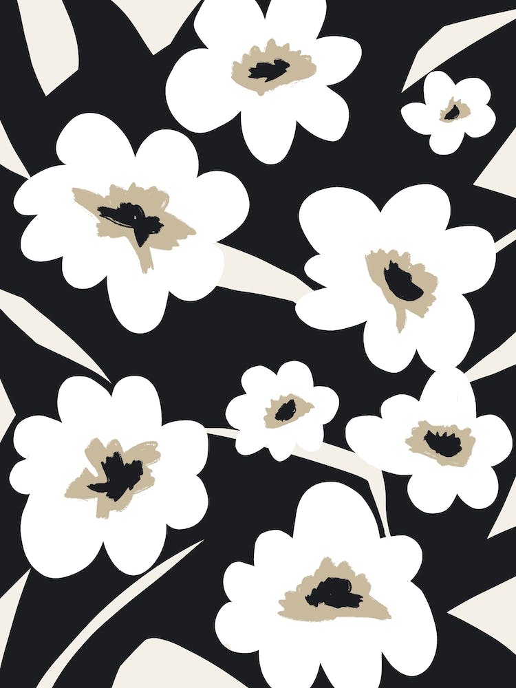 Field Of Flowers Black White