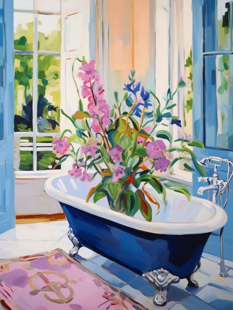 A Bathtube Full Of Sweet Pea In A Bathroom 4