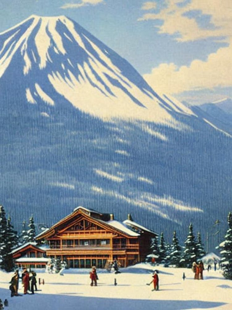 Niseko, Japan Ski Resort Vintage Landscape 2 Skiing Poster