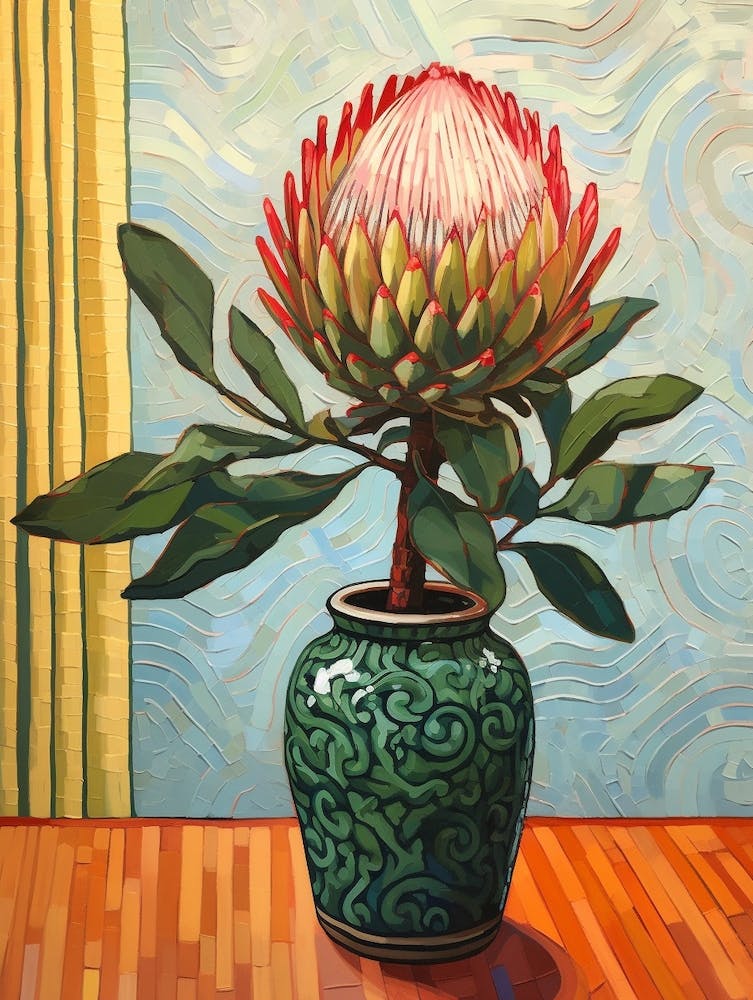 Flowers In A Vase Still Life Painting Protea 2