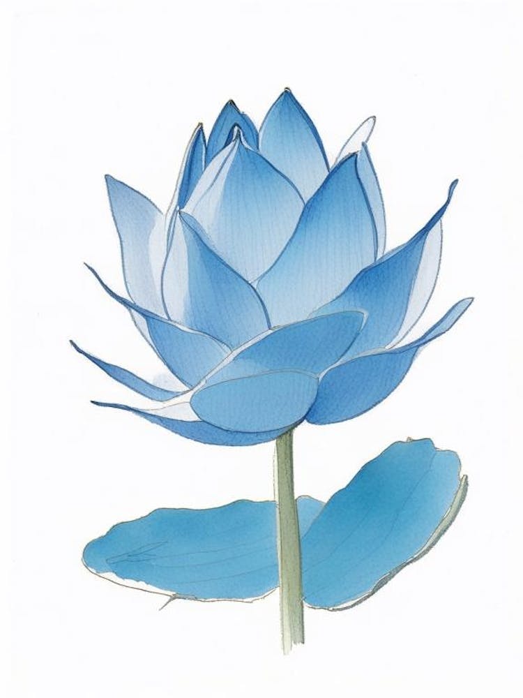 Blue Lotus Pencil Illustration 6