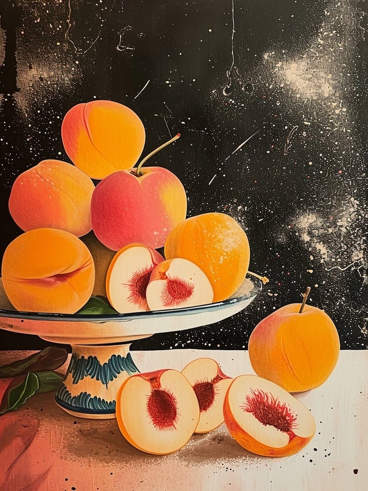 Art Deco Peaches Still Life