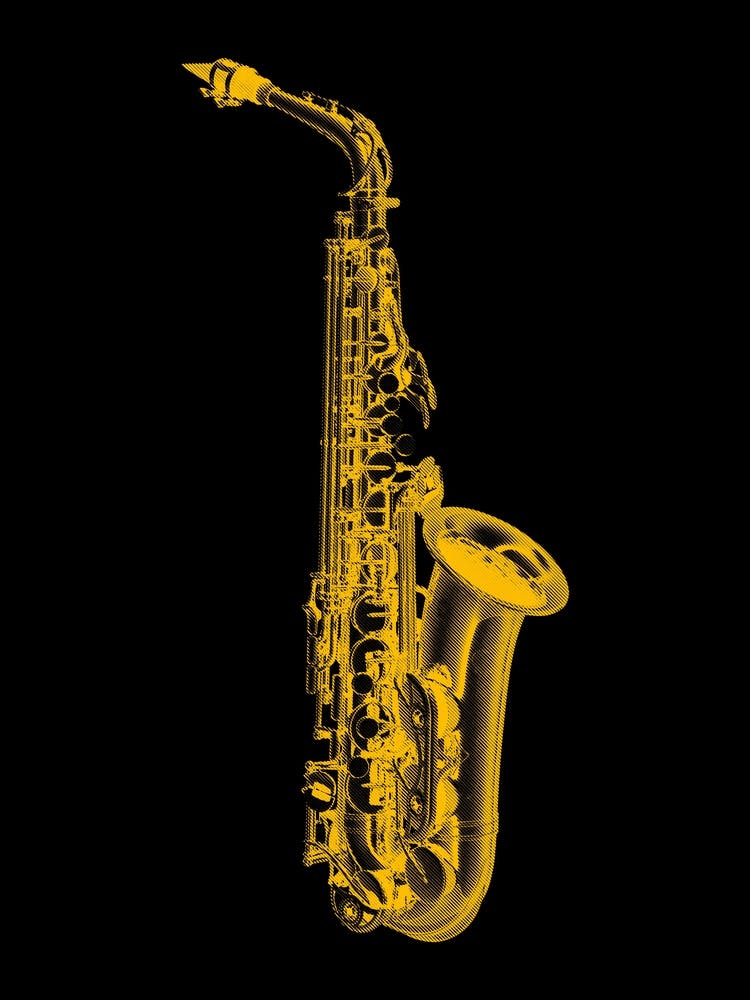 Gold Saxophone Line Art