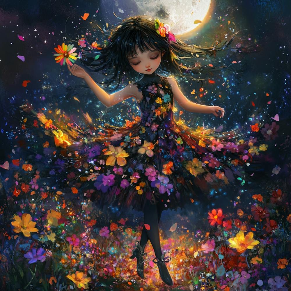 Flower Girl In The Moonlight