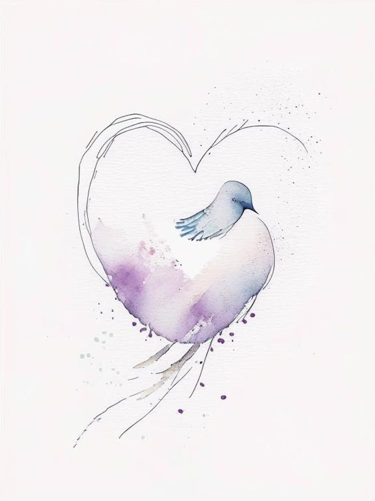 Dove And Heart Symbol 1 Minimal Watercolour